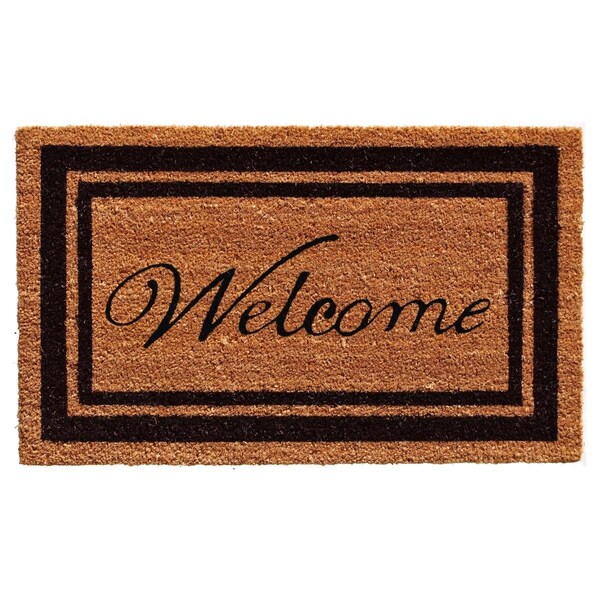 Configuracion 18 x 30 in. Black Border Welcome Rectangular Doormat Natural - CO3360616