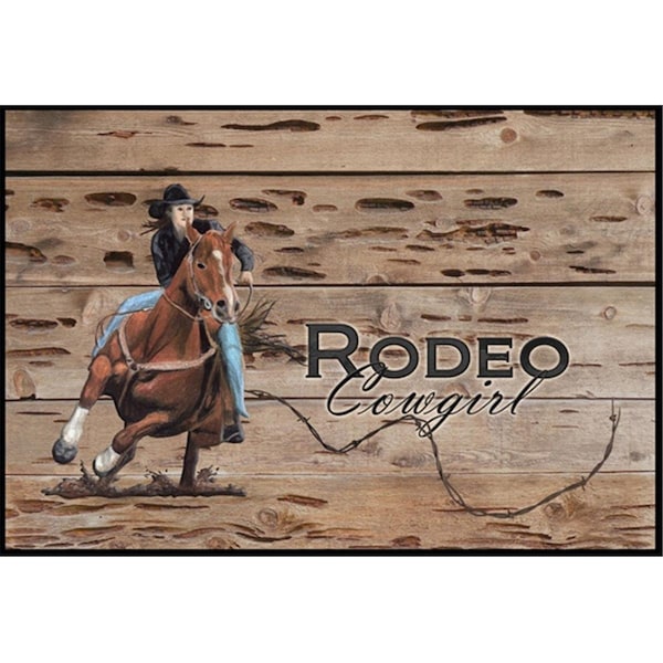 Carolines Treasures Rodeo Cowgirl Barrel Racer Indoor or Outdoor Mat - CA75225