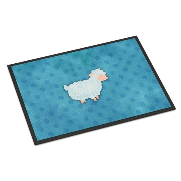 Carolines Treasures 24 x 36 in. Polkadot Sheep Lamb Watercolor Indoor or Outdoor Mat - BB7390JMAT
