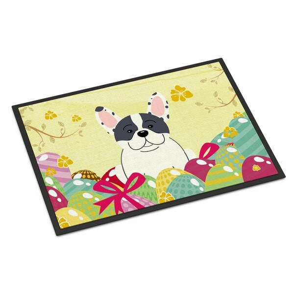Carolines Treasures 24 x 36 in. Easter Eggs French Bulldog Piebald Indoor or Outdoor Mat - BB6011JMAT