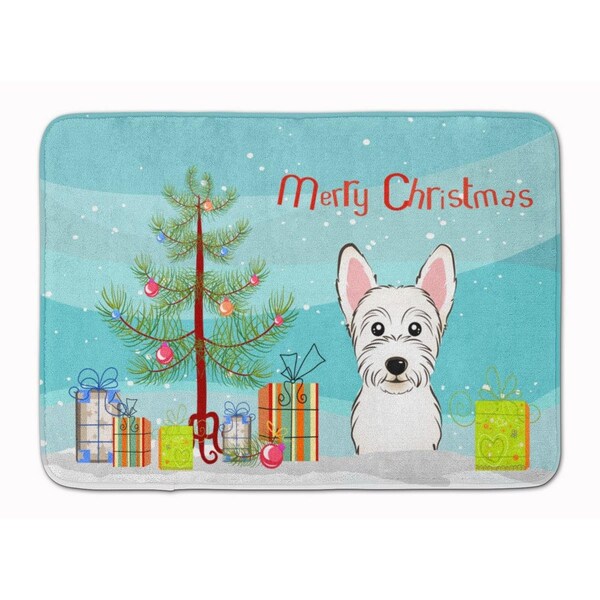 Carolines Treasures Christmas Tree and Westie Machine Washable Memory Foam Mat - BB1598RUG