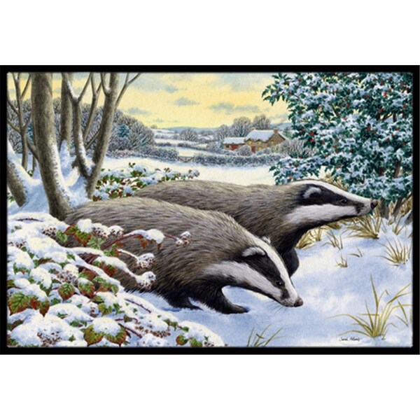 Carolines Treasures Winter Badgers Indoor or Outdoor Mat- 24 x 36 - ASA2183JMAT