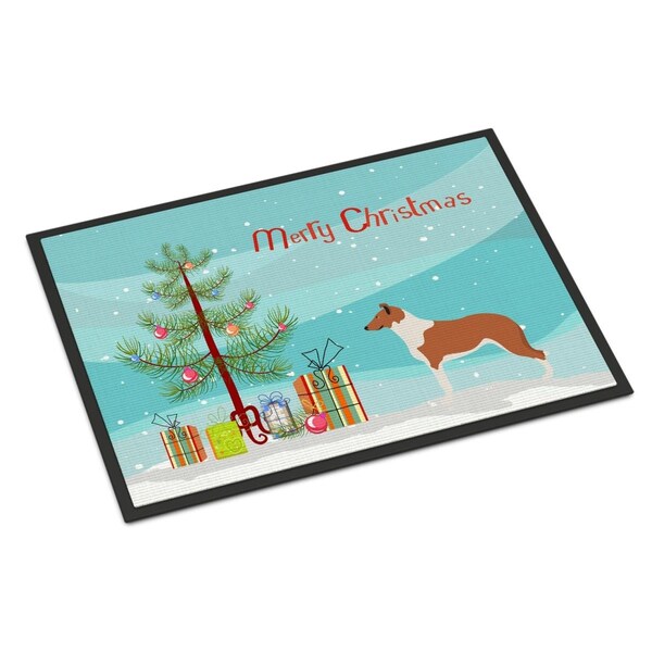 Carolines Treasures Smooth Collie Christmas Indoor or Outdoor Mat - 18 x 27 in. - BB8504MAT