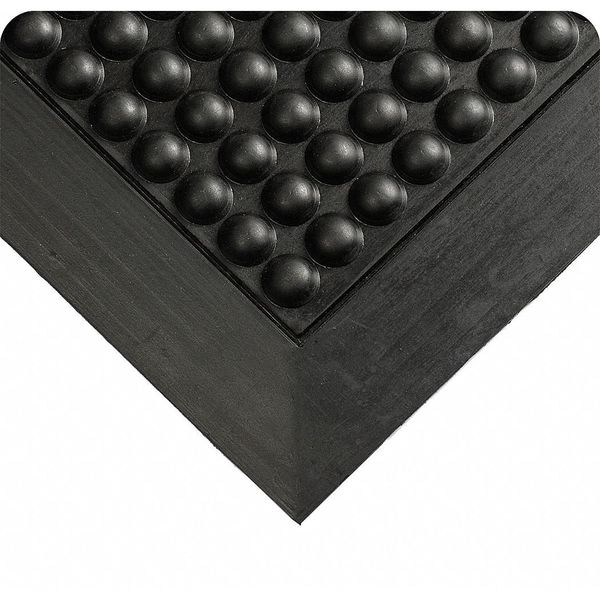 Wearwell Antifatigue Mat, 3 ft. L x 2 ft. W, 1/2" Thickness, Rubber, Bubble, Black - 454