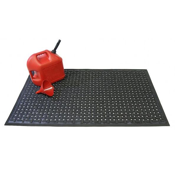 Rubber-Cal "Kitchen Mat" Anti-Slip Grease-Proof Chef Mats - 3/8 in x 3 ft x 5 ft - Red Rubber Mat - 03-181