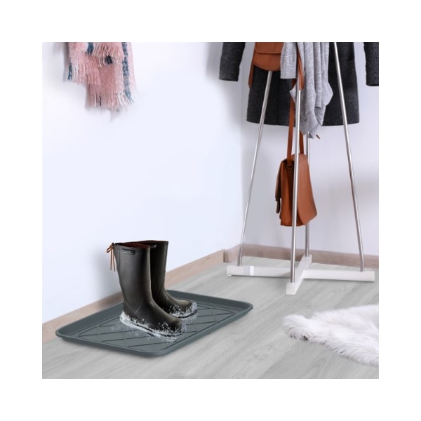 Fleming Supply All Weather Boot Tray Water Resistant Plastic Shoe Mat for Indoor and Outdoor Use, (Gray, Small) - 892257MCM