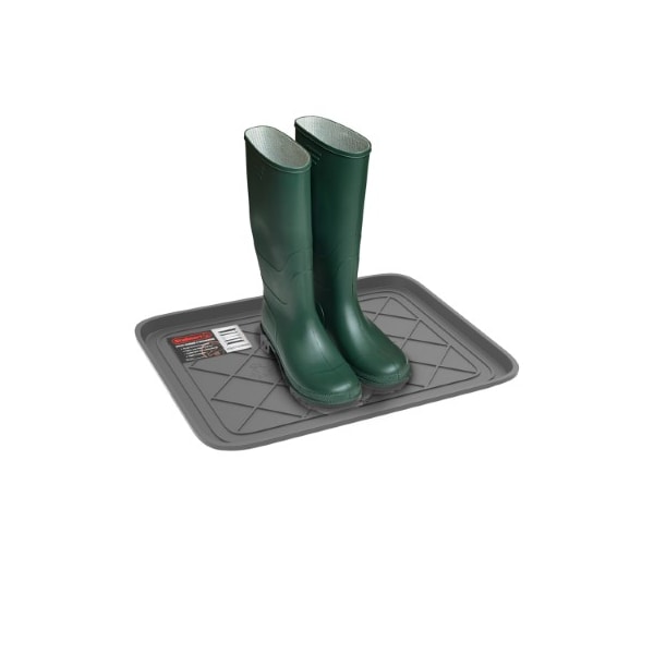 Fleming Supply All Weather Boot Tray Water Resistant Plastic Shoe Mat for Indoor and Outdoor Use, (Gray, Small) - 892257MCM