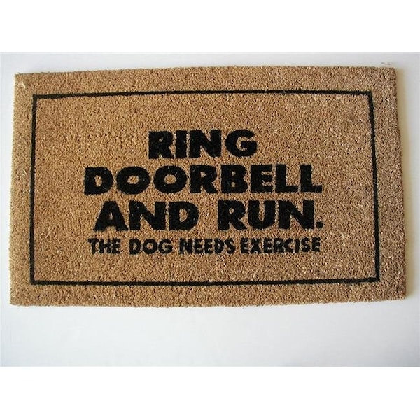 Geo Crafts Geo Crafts G147 Ring Doorbell 18 x 30 in. Vinyl PVC Coir Printed Design Doormat - G147 RING DOORBELL