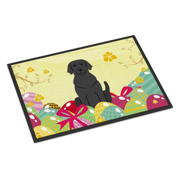 Carolines Treasures 24 x 36 in. Easter Eggs Black Labrador Indoor or Outdoor Mat - BB6057JMAT