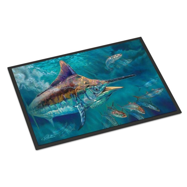 Carolines Treasures 24 x 36 in. Liquid Metal Black Marlin Indoor or Outdoor Mat - JMA2005JMAT