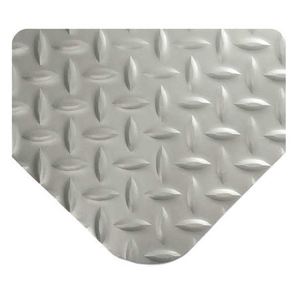 Wearwell Antifatigue Mat, 10 ft. L x 2 ft. W, 15/16" Thickness, Diamond Plate, Gray - 414.1516X2X10GY