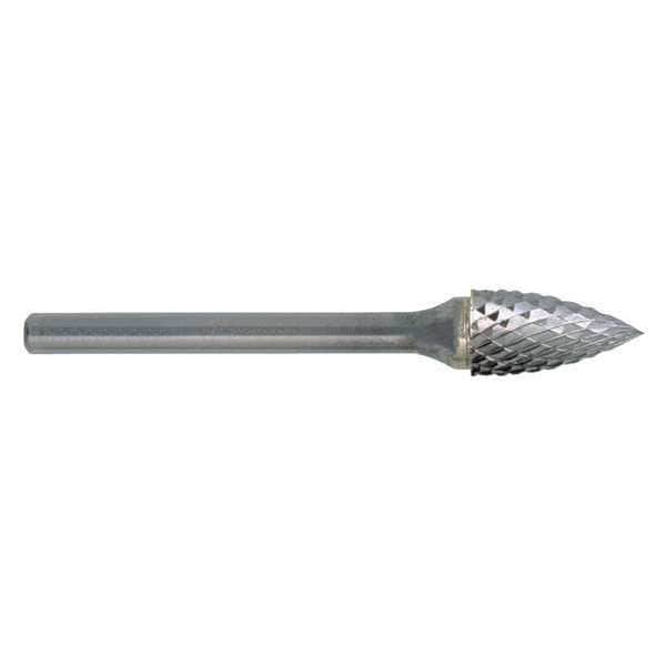 Cle-Line 9.53mmx6mm Hardened Steel Shank Double Cut Carbide SG-3 Cle-Line 1849 Pointed Tree Bur - C17485