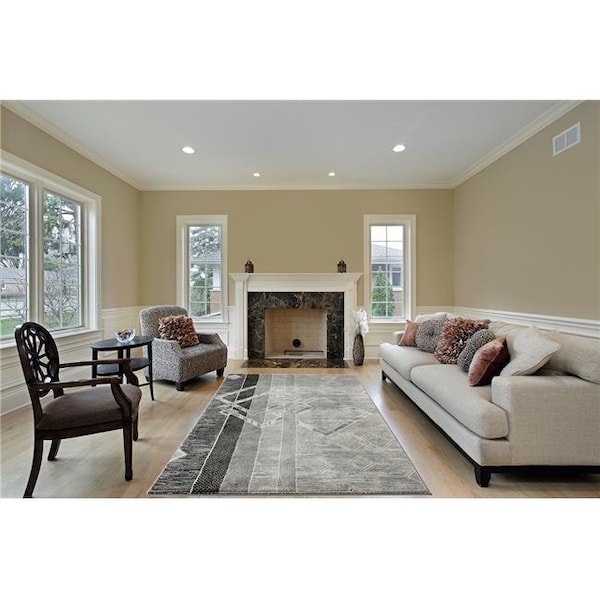 Homedora Homedora HD-JC3394-GRY-LGY 5 x 7 ft. Discount World Modern Jersey Collection Stain Resistant Geometric Floor Rug - Gray & Light Gray - HD-JC3394-GRY-LGY