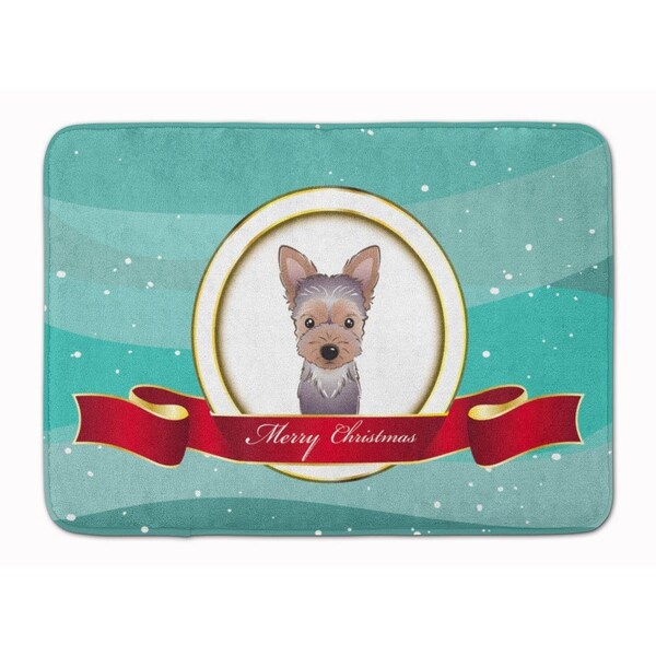 Carolines Treasures Yorkie Puppy Merry Christmas Machine Washable Memory Foam Mat - BB1542RUG