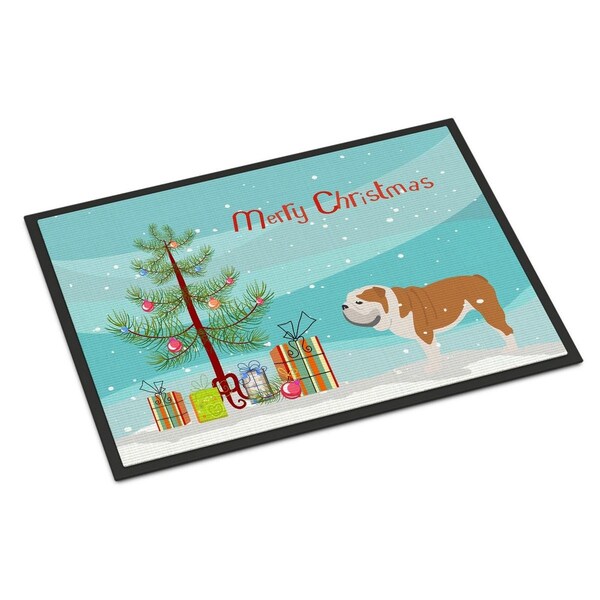 Carolines Treasures English Bulldog Merry Christmas Tree Indoor or Outdoor Mat, 24 x 36 - CA66415