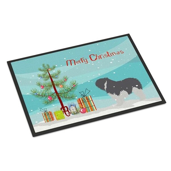Carolines Treasures Carolines Treasures BB2950JMAT Polish Lowland Sheepdog Dog Merry Christmas Tree Indoor or Outdoor Mat; 24 x 36 - BB2950JMAT