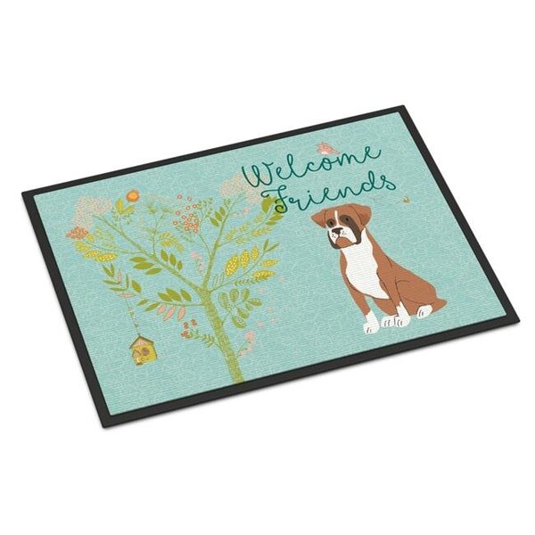 Carolines Treasures Carolines Treasures BB7582JMAT Welcome Friends Flashy Fawn Boxer Indoor or Outdoor Mat; 24 x 36 in. - BB7582JMAT