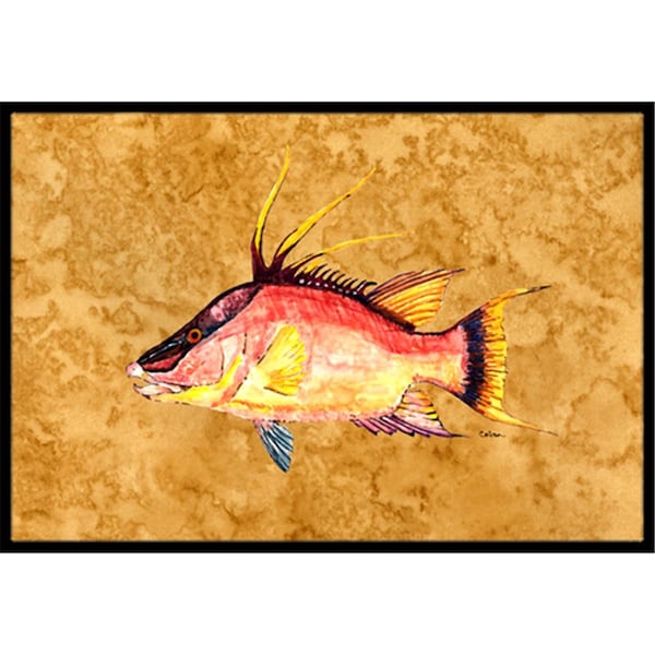 Micasa Hog Snapper On Gold Indoor & Outdoor Mat18 x 27 in. - MI252612