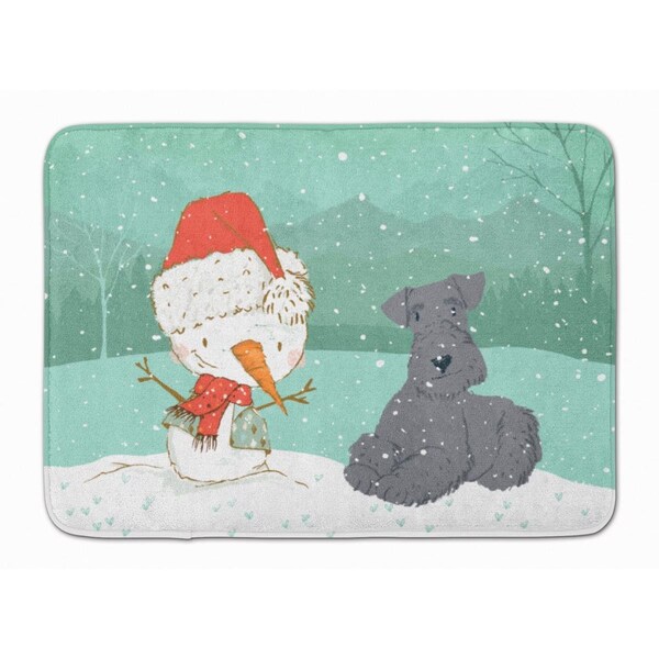 Carolines Treasures Lakeland Terrier Snowman Christmas Machine Washable Memory Foam Mat - CK2077RUG
