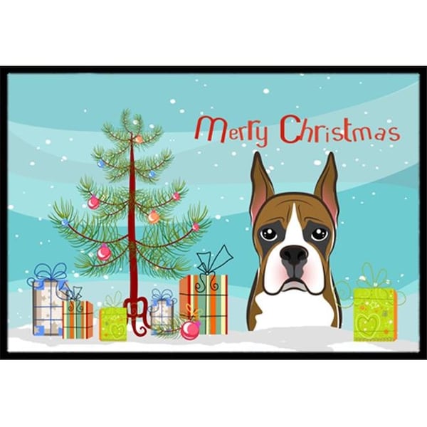 Carolines Treasures Carolines Treasures BB1595MAT Christmas Tree & Boxer Indoor or Outdoor Mat; 18 x 27 - BB1595MAT