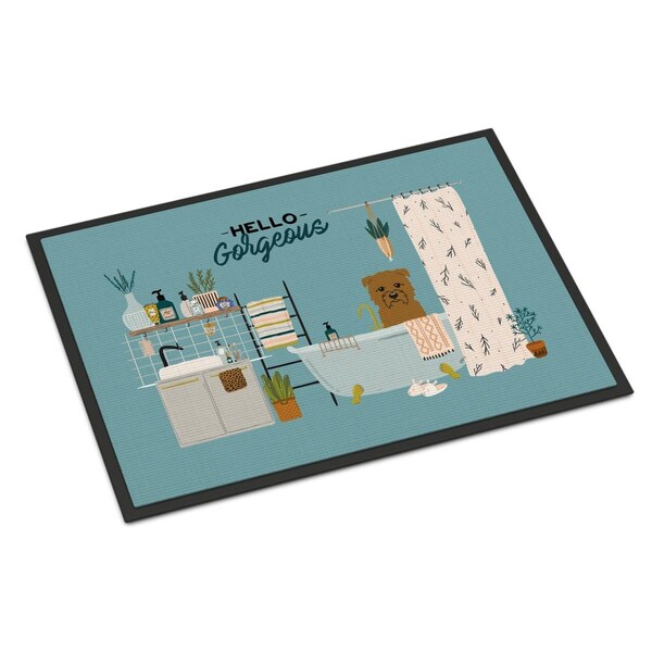 Carolines Treasures 18 x 27 in. Tan Glen of Imal in Bathtub Indoor or Outdoor Mat - CK7482MAT