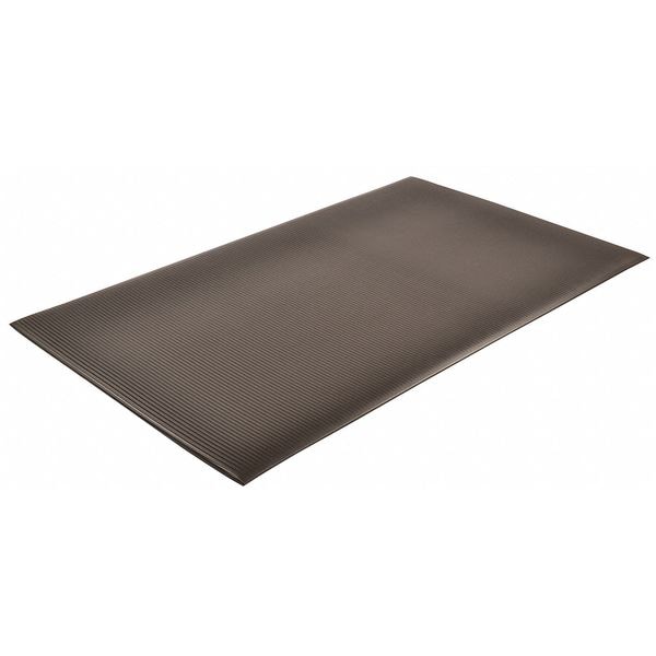 Notrax Antifatigue Mat, 4 ft. L x 3 ft. W, 1/2" Thickness, Closed Cell PVC Foam, Corrugated, Black - 406S0034BL