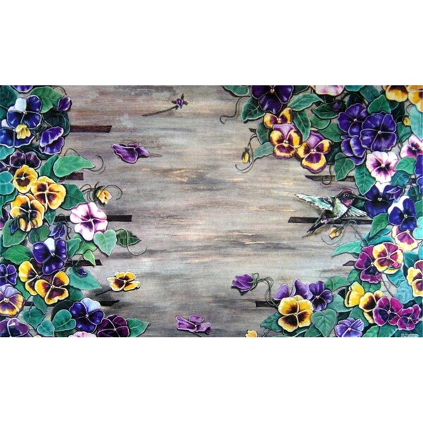 H2H Weatherwood Pansy 18 x 30 in. Doormat Rug - Blue, Gold & Yellow, Yellow - H21704862