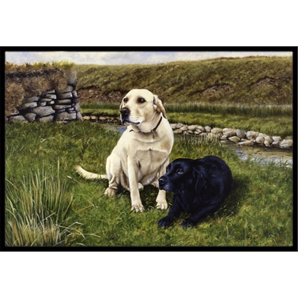 Jensendistributionservices Yellow & Black Labradors Indoor or Outdoor Mat, 24 x 36 - MI2557535