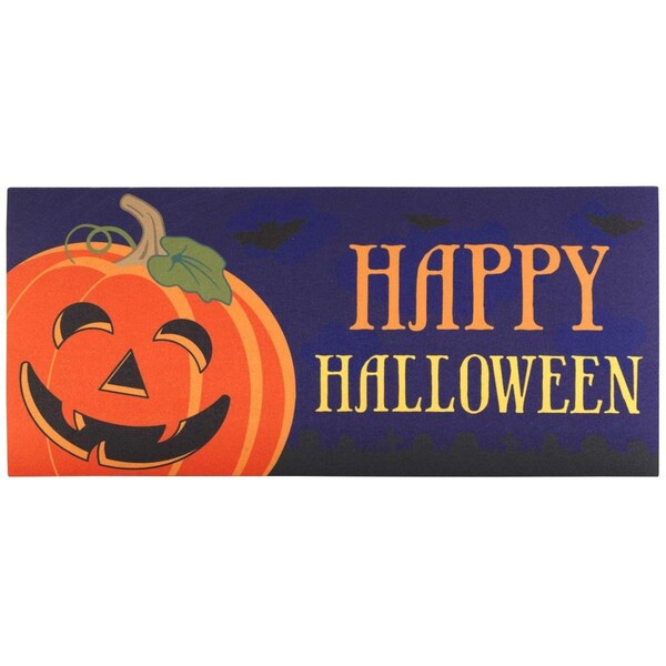 Magnolia Gardens 9.75 x 21.875 in. Happy Halloween Insert Doormat - DM011640