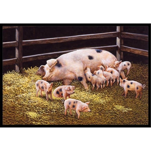 Carolines Treasures Pigs Piglets at Dinner Time Indoor or Outdoor Mat- 18 x 27 - BDBA0296MAT
