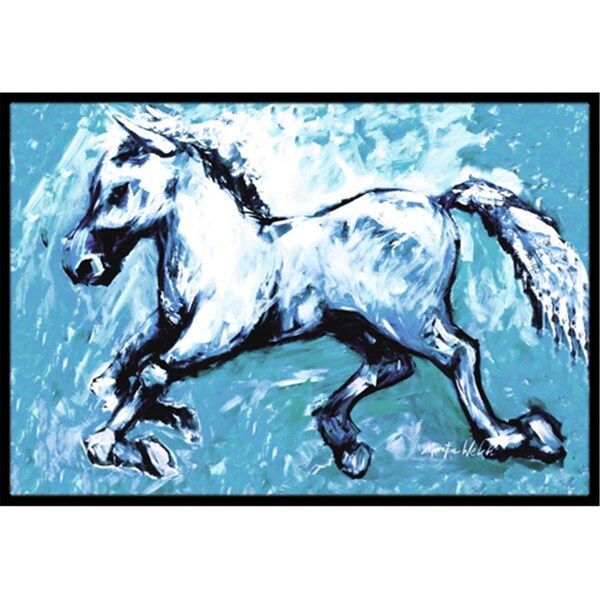 Carolines Treasures Shadow The Horse In Blue Indoor Or Outdoor Mat 18 x 27 In. - MW1171MAT
