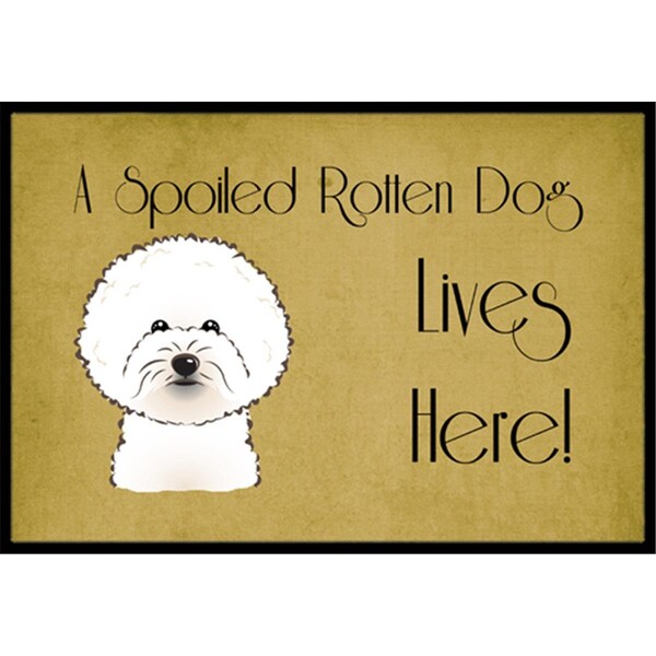 Carolines Treasures Bichon Frise Spoiled Dog Lives Here Indoor and Outdoor Mat- 18 x 27 in. - BB1465MAT