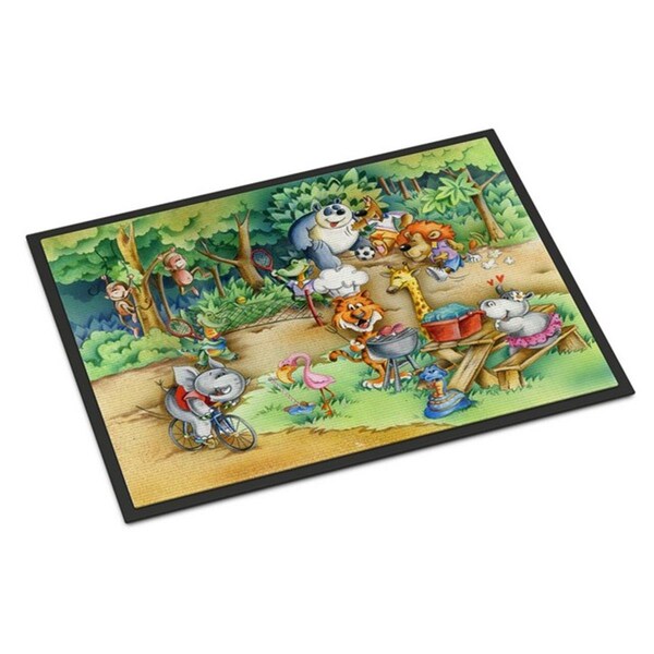 Carolines Treasures Animals at a Picnic Indoor or Outdoor Mat, 24 x 36 in. - APH6821JMAT
