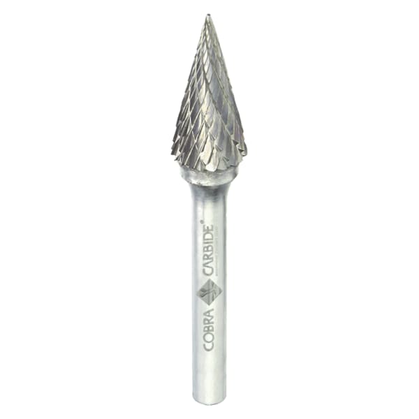 Cobra Carbide Carbide Burr, Single Cut Shape M Included Angle 14° Reg. Lgth, SM-2, 1/4 - 11395