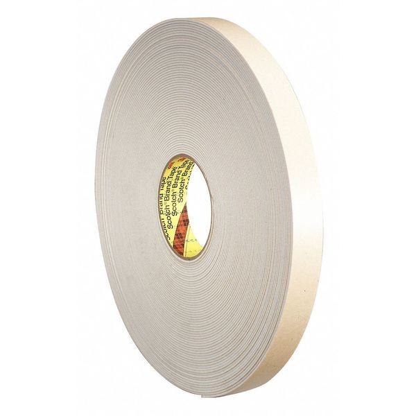 3M Double-Sided Foam Tape, 1 in W, 36 yd L, 1/16 in, Polyethylene Foam, Double-Sided, 9 PK - 4496