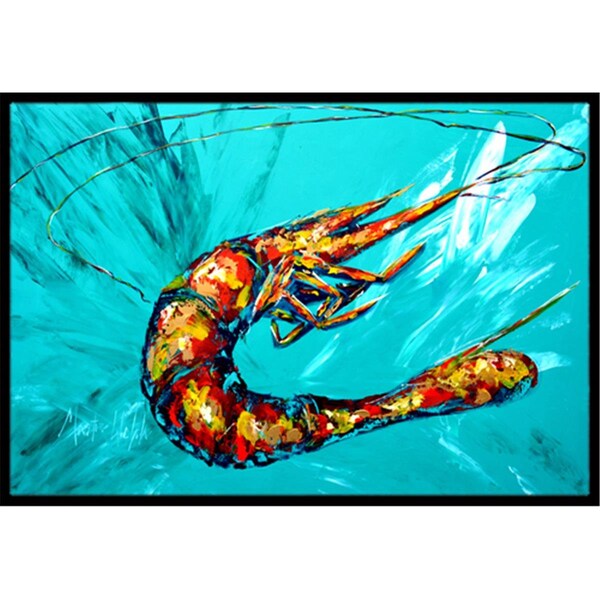 Carolines Treasures 18 x 27 in. Shrimp Teal Shrimp Indoor and Outdoor Doormat - MW1100MAT