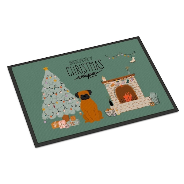 Carolines Treasures 24 x 36 in. Fawn Boxer Christmas Everyone Indoor or Outdoor Mat - CK7678JMAT