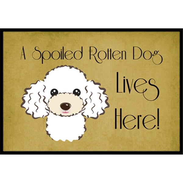 Carolines Treasures White Poodle Spoiled Dog Lives Here Indoor and Outdoor Mat- 24 x 36 in. - BB1505JMAT
