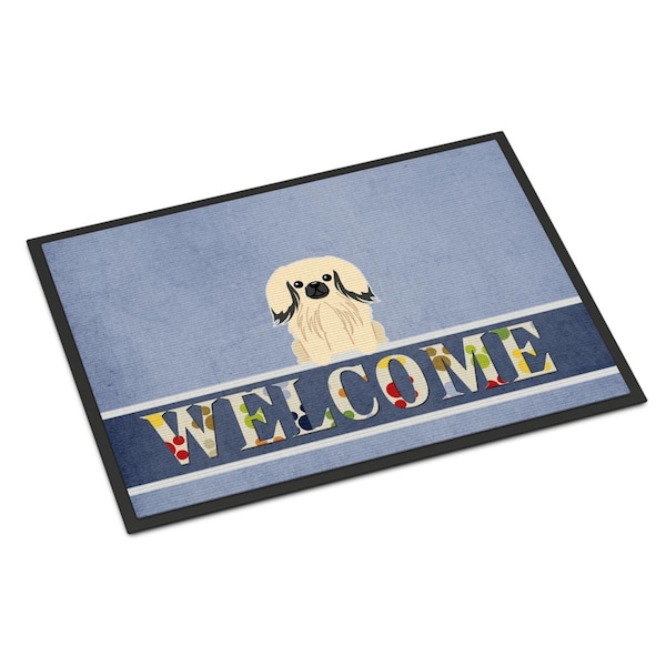 Carolines Treasures 18 x 27 in. Pekingnese Cream Welcome Indoor or Outdoor Mat - BB5687MAT