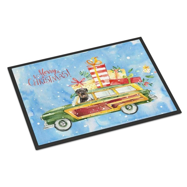 Carolines Treasures 24 x 36 in. Merry Christmas Rottweiler Indoor or Outdoor Mat - CK2417JMAT