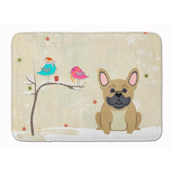 Carolines Treasures Christmas French Bulldog Cream Machine Washable Memory Foam Mat - BB2482RUG
