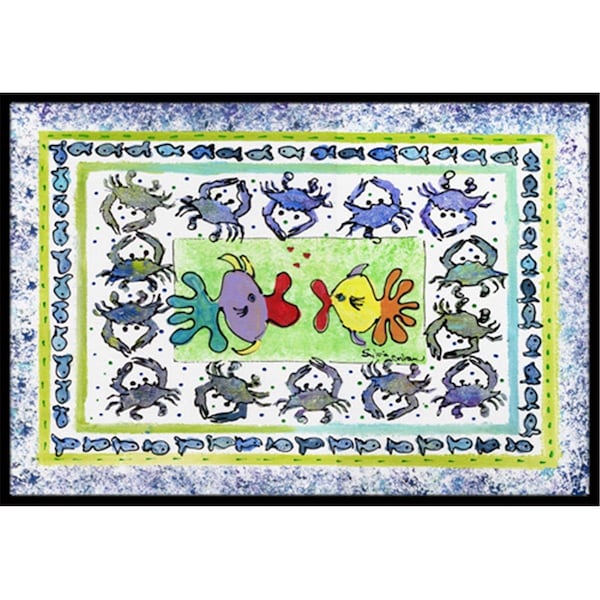 Carolines Treasures Fish Kissing Fish Indoor Or Outdoor Mat - 18 x 27 in. - 8073-MAT