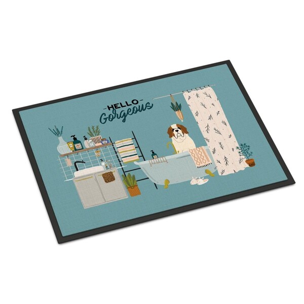 Carolines Treasures 18 x 27 in. Saint Bernard in Bathtub Indoor or Outdoor Mat - CK7457MAT
