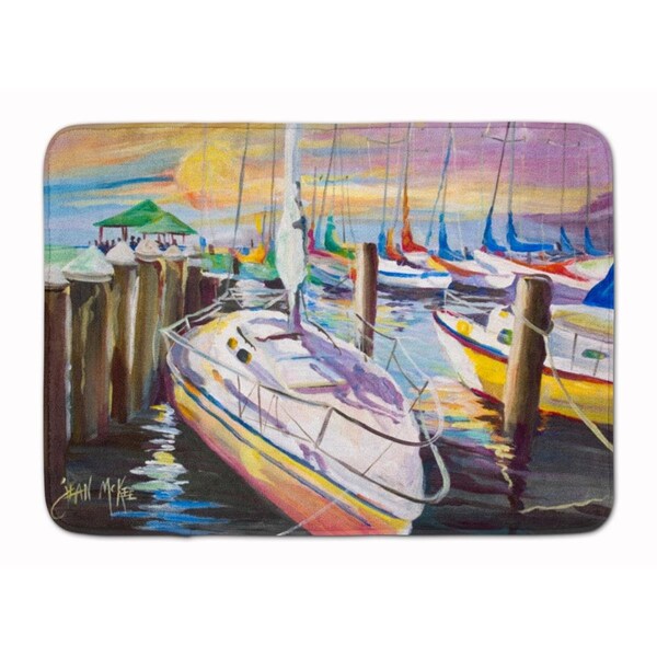 Carolines Treasures Sailboats at the Fairhope Yacht Club Machine Washable Memory Foam Mat - JMK1044RUG