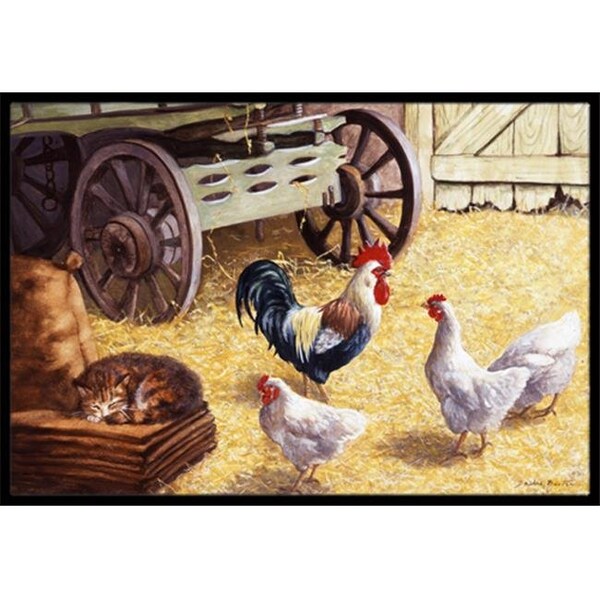 Carolines Treasures Carolines Treasures BDBA0339JMAT Rooster & Hens Chickens in the Barn Indoor or Outdoor Mat; 24 x 36 - BDBA0339JMAT