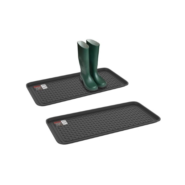 Fleming Supply All Weather Boot Tray Water Resistant Plastic Utility Shoe Mat, Indoor/Outdoor 
(Set of Two, Black) - 438364JCM