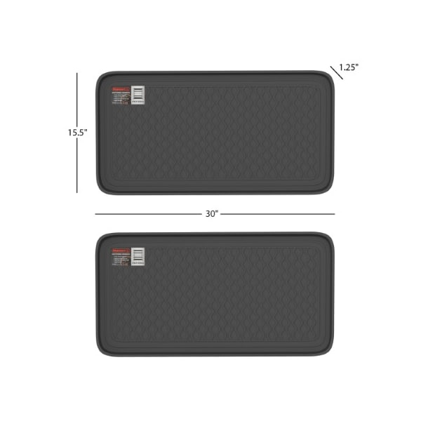 Fleming Supply All Weather Boot Tray Water Resistant Plastic Utility Shoe Mat, Indoor/Outdoor 
(Set of Two, Black) - 438364JCM