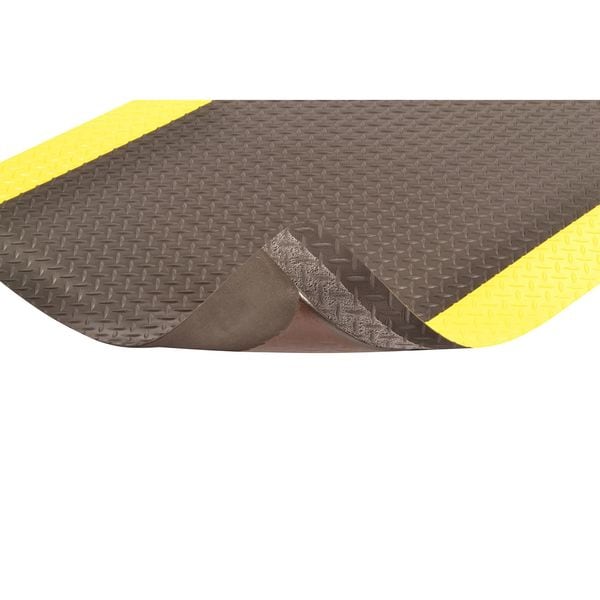 Notrax Antifatigue Mat, 3 ft. L x 2 ft. W, 3/4" Thickness, Vinyl, Diamond Plate, Black/Yellow - 975S0023BY