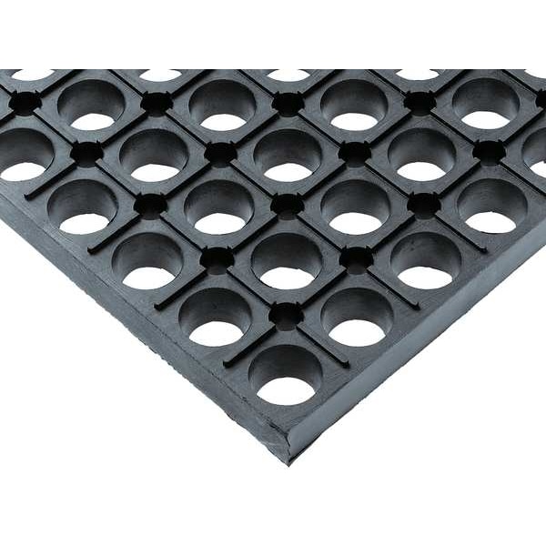 Wearwell Drainage Mat, Rubber, Grit, 3 ft. W x 5 ft. L, Black - 477
