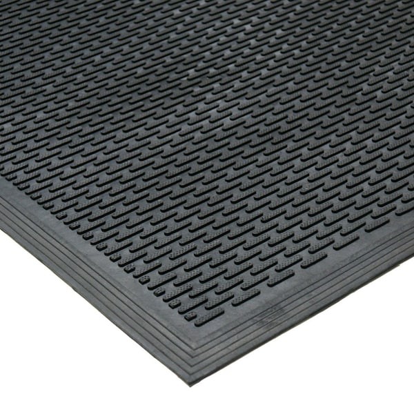 Rubber-Cal Anti-Slip Entrance Mat, Rubber, 0.38 in Thick, Black, 4 ft W x 6 ft L - 03-239-LI-4X6